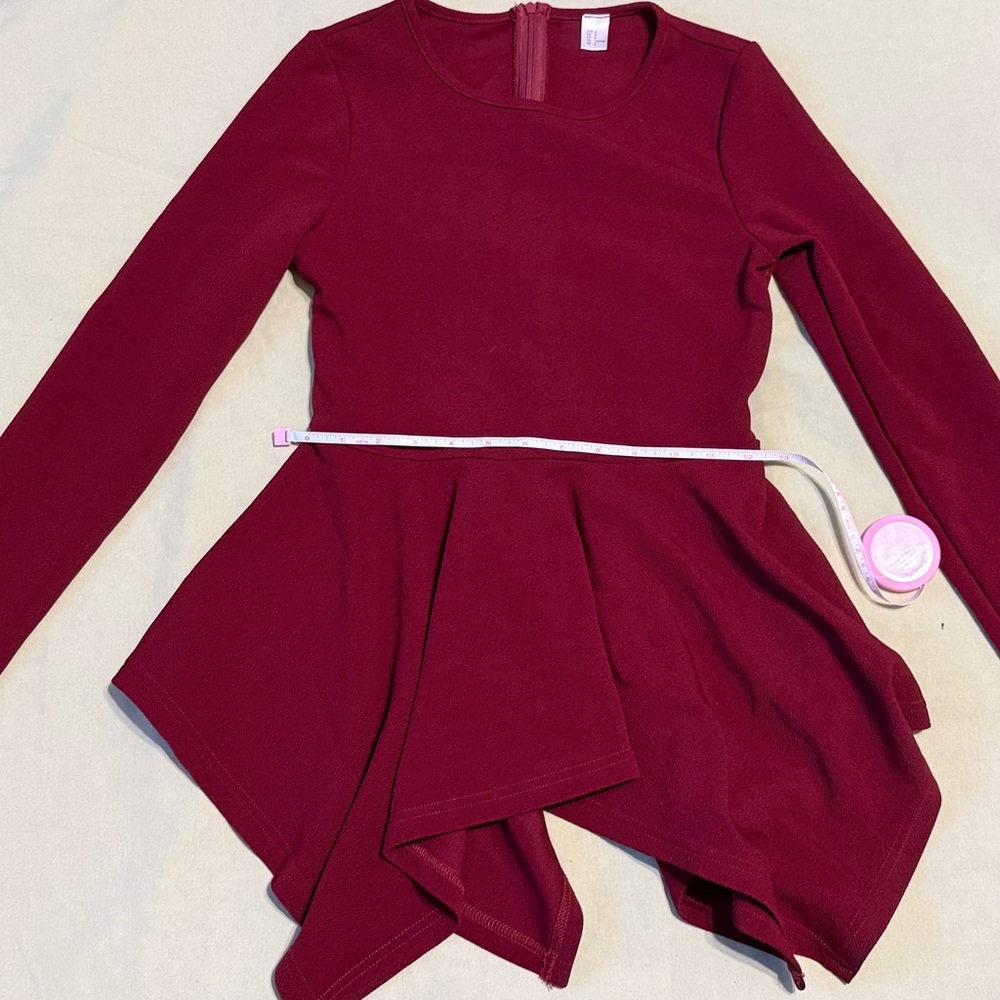 SHEIN Burgundy Peplum Blouse